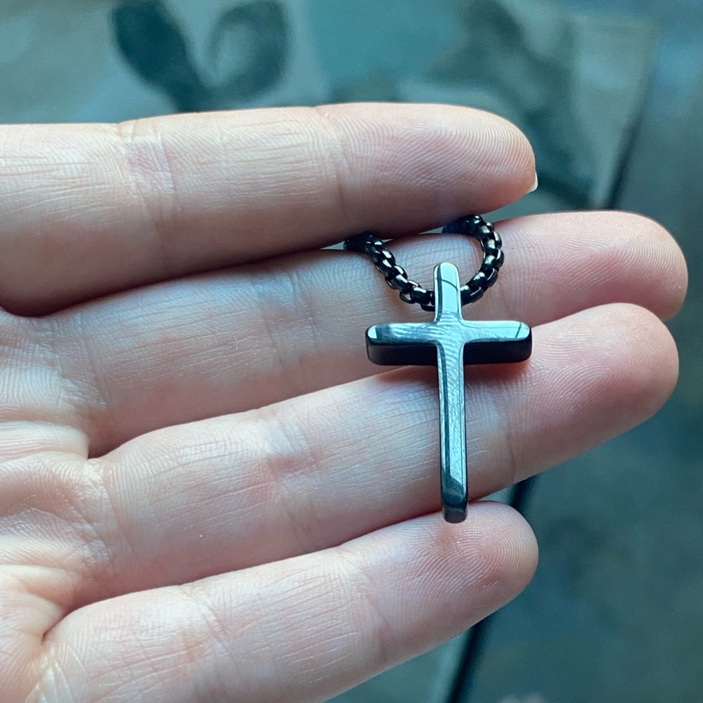 Black Cross Pendant Necklace